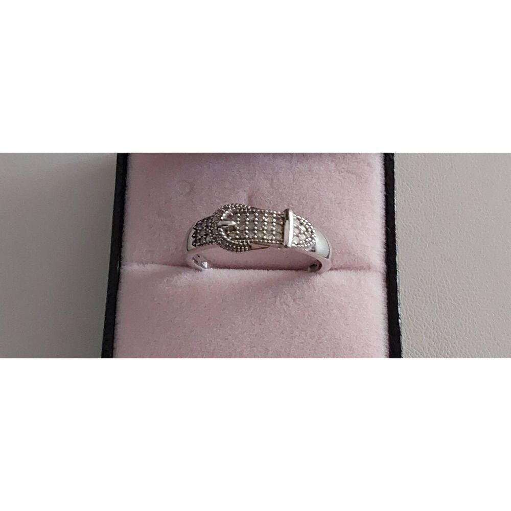 Trendy New 1/4 Carat Genuine Natural Diamond Buckle Design Ring Sz 10